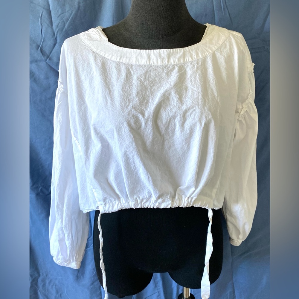 Free People White Poplin Long Sleeve size xsmall